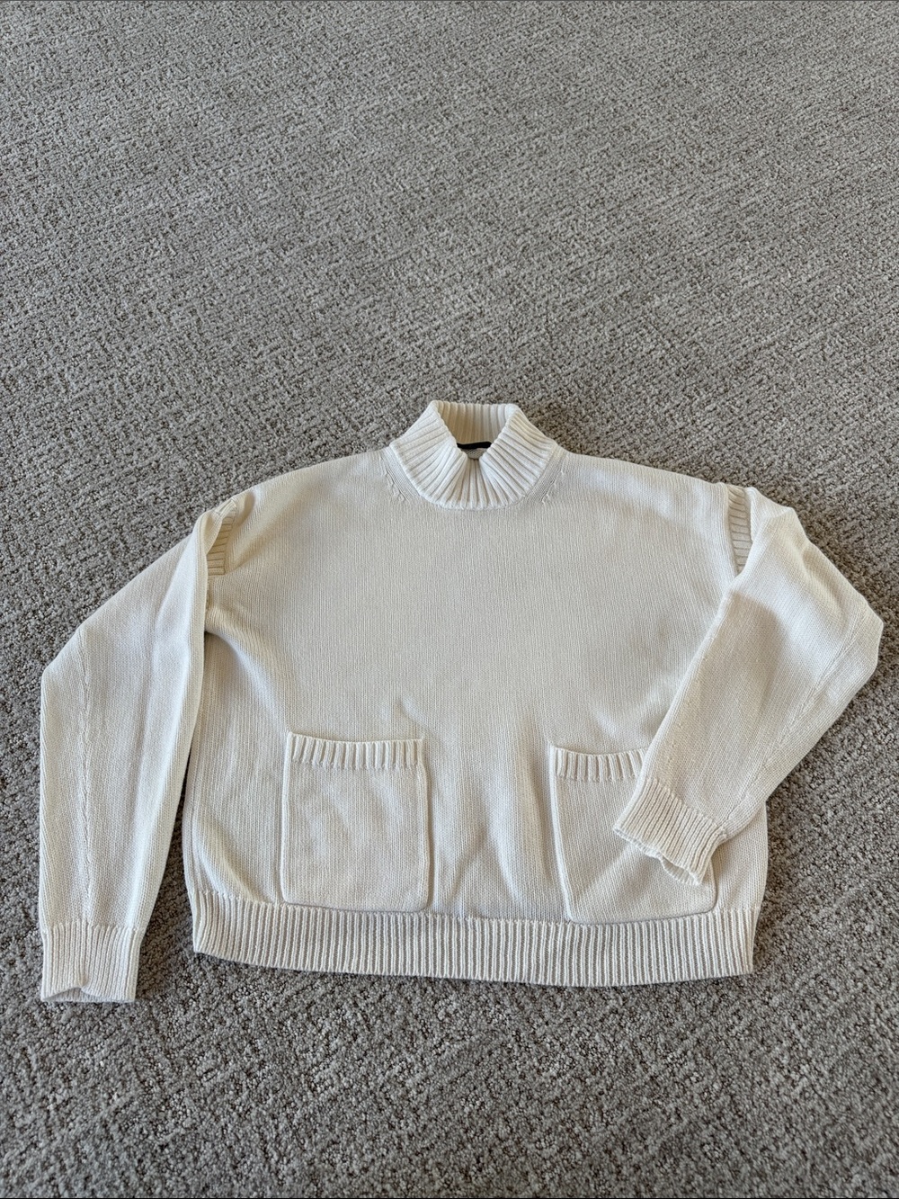 JCREW Cream Mock Neck Pocket Sweater - Women